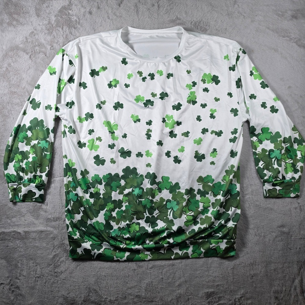 Unbranded Shamrock Print Top Womens 3XL White Green St Patricks Day Clover